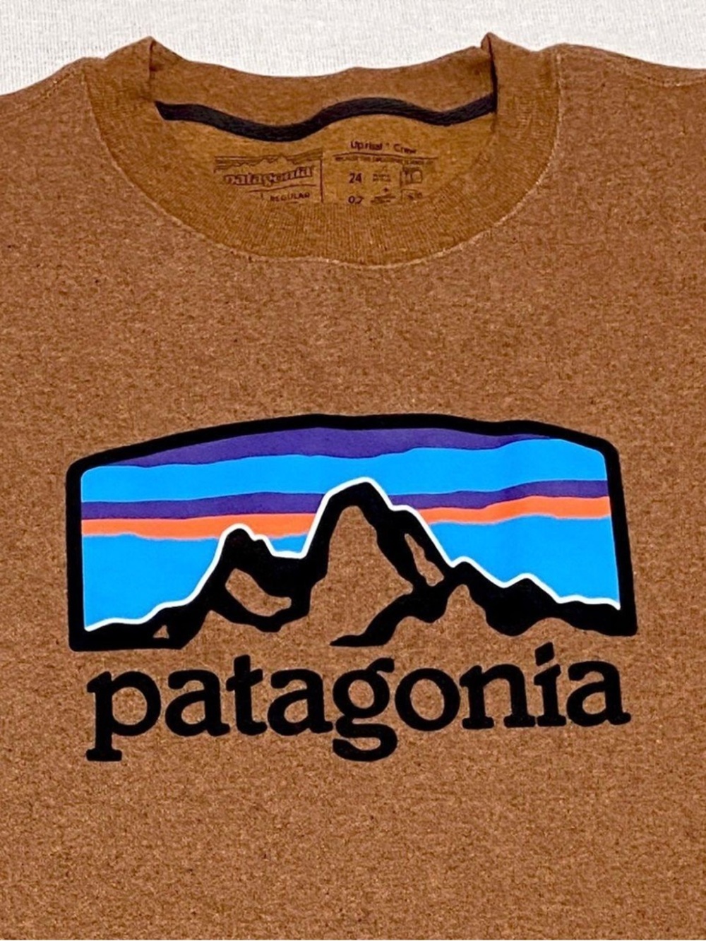 Patagonia Brown Crewneck with Multicolor Mountain Logo - Picture 3 of 7